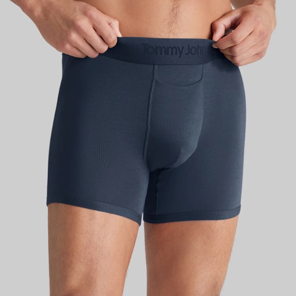 3 Pack Tommy John second skin Boxer Briefs in Black, Dress Blues and Turbulence - Picture 2 of 7